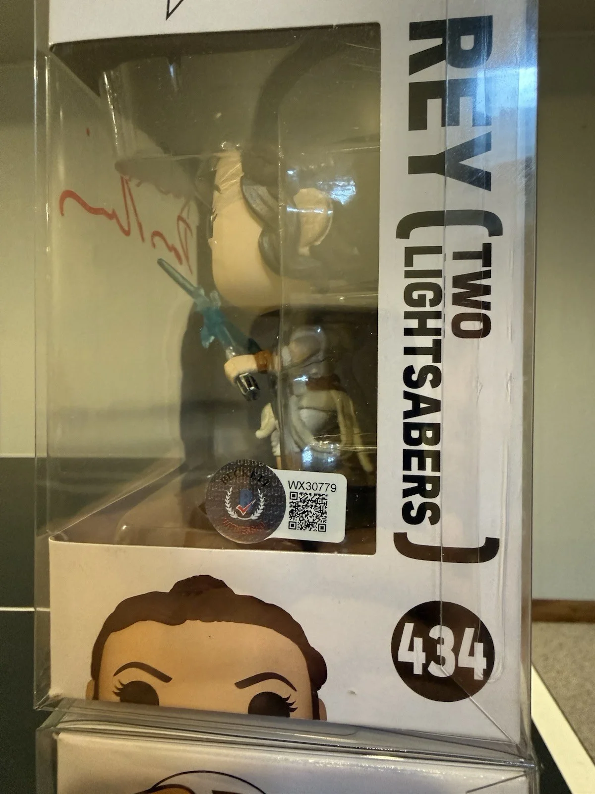 Daisy Ridley — Funko Pop Star Wars Rey Two Lightsabers Signed by Daisy Ridley Beckett Auth, image 2