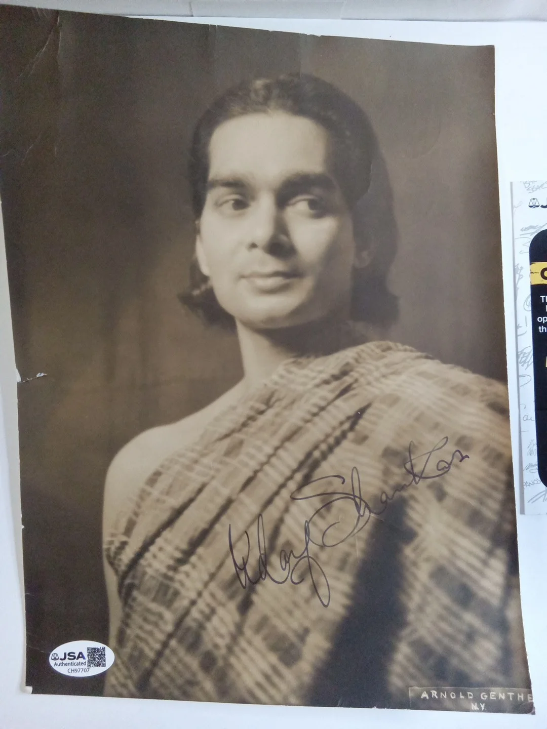 Foto de colección firmada por bailarina india Uday Shankar 7x9,5 JSA, изображение 2