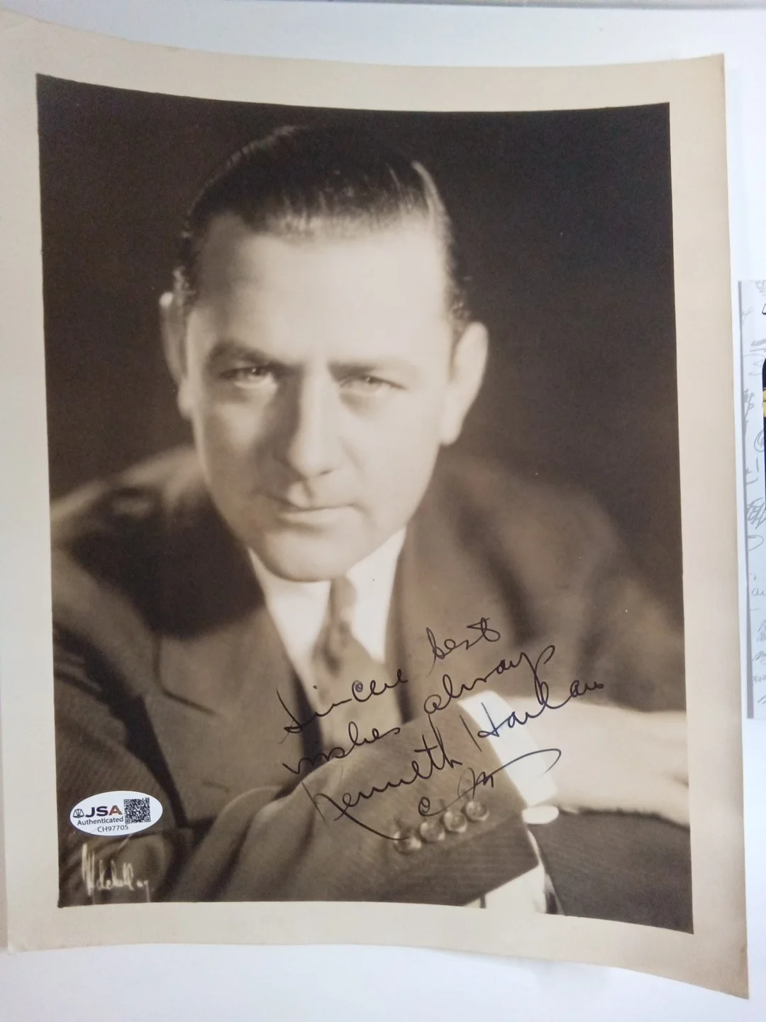Kenneth Harlan — Kenneth Harlan Actor Signed Vintage 8x10 B&W Photo JSA, изображение 2
