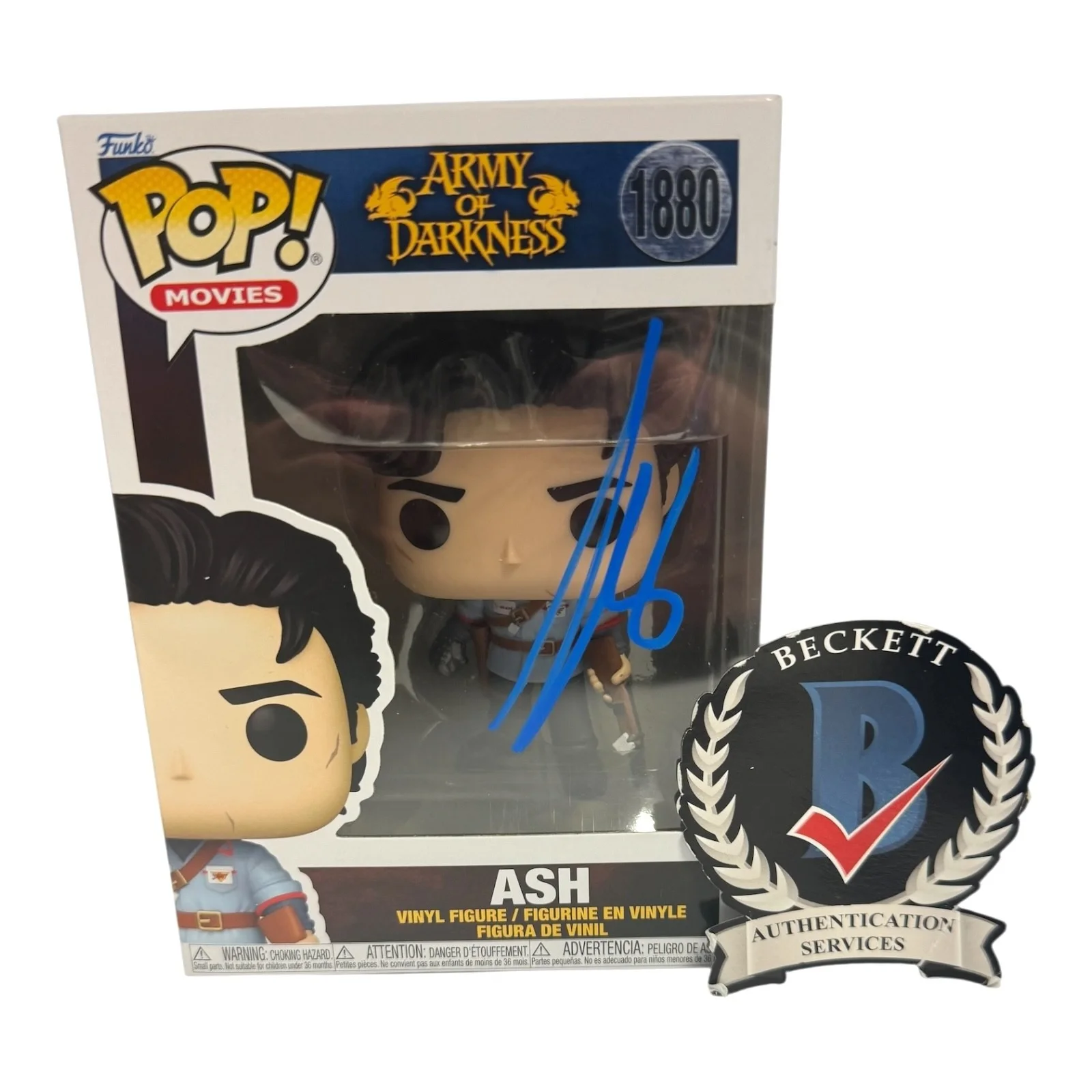 BRUCE CAMPBELL — BRUCE CAMPBELL SIGNED AUTOGRAPH FUNKO POP 1880 ARMY OF DARKNESS BECKETT ASH