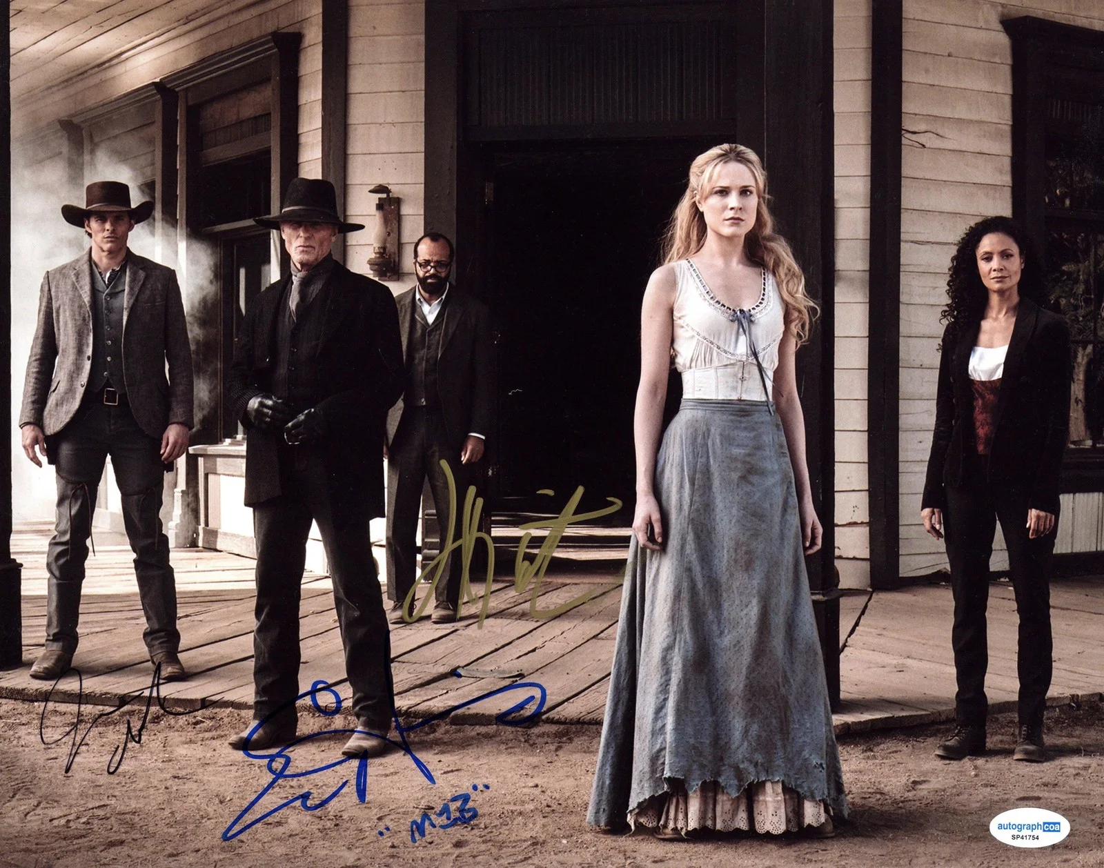 Ed Harris, James Marsden, Jeffrey Wright — Ed Harris, James Marsden & Jeffrey Wright "Westworld" SIGNED 11x14 Photo ACOA