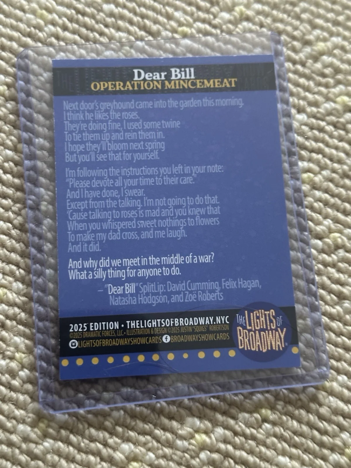 Operation Mincemeat Dear Bill Signed Lights Of Broadway Card, image 2