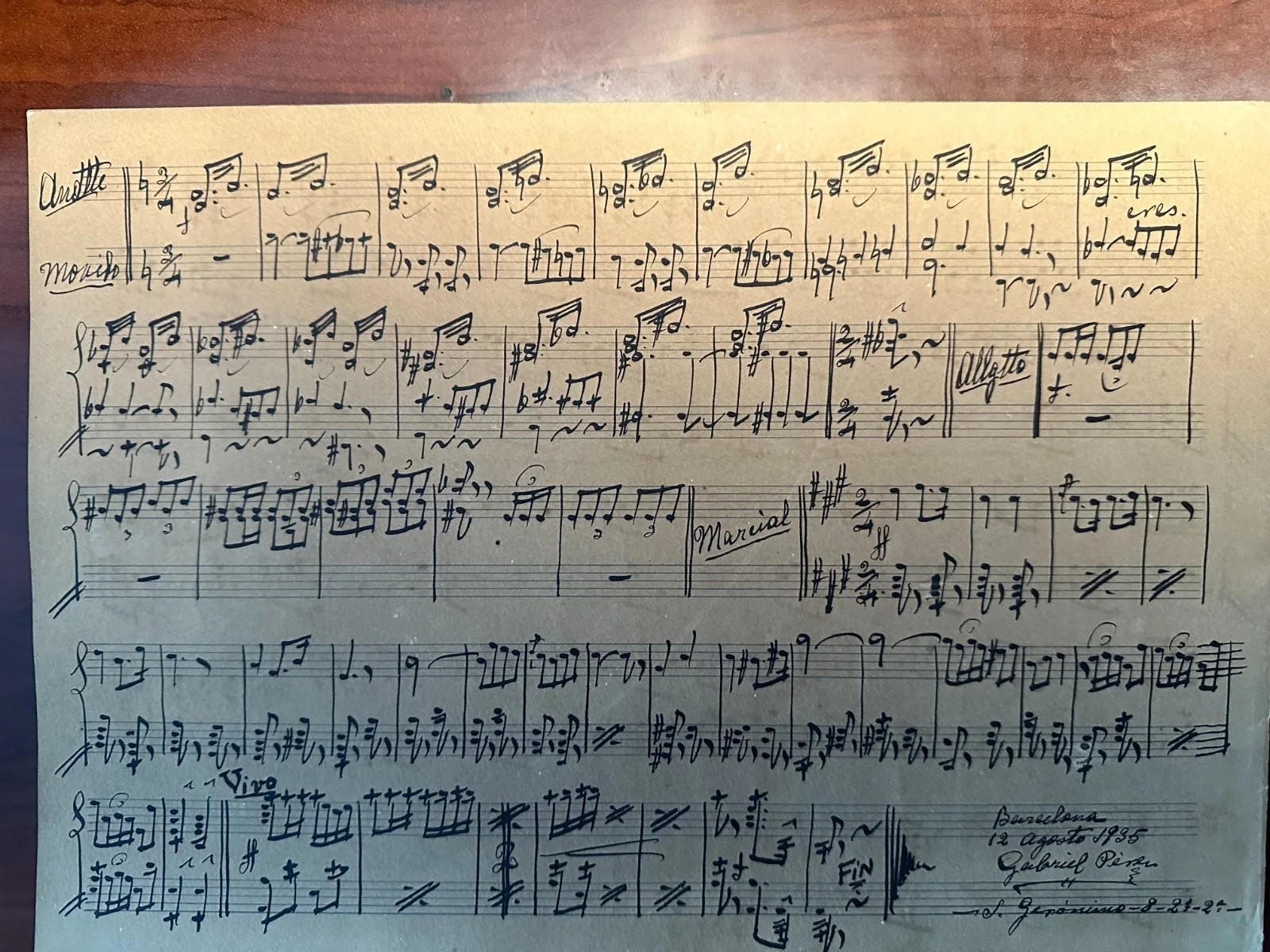 RARE 1935 Handwritten Piano Manuscript "Carmen" (Bizet) Signed Gabriel Pérez, Ba, изображение 3