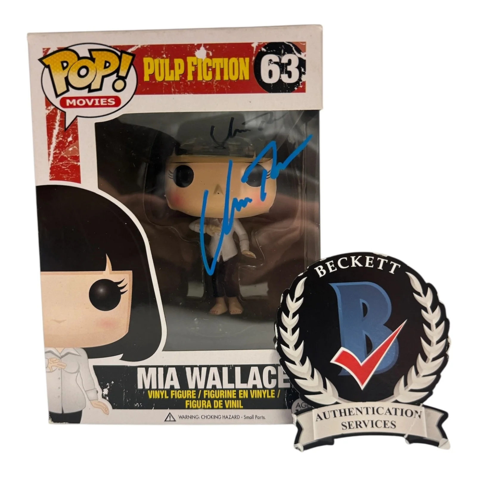 Uma Thurman — Uma Thurman Signed Autograph Pulp Fiction Funko Pop 63 Beckett BAS Mia Wallace