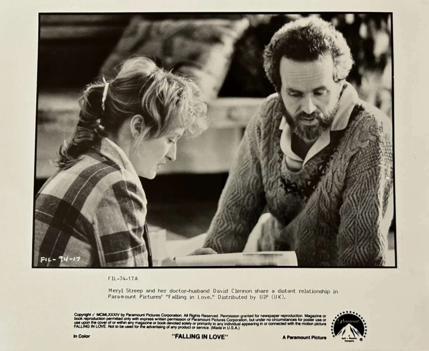 ROBERT DE NIRO – Falling In Love 2 10” x 8” Original Promo Press Photograph, изображение 2