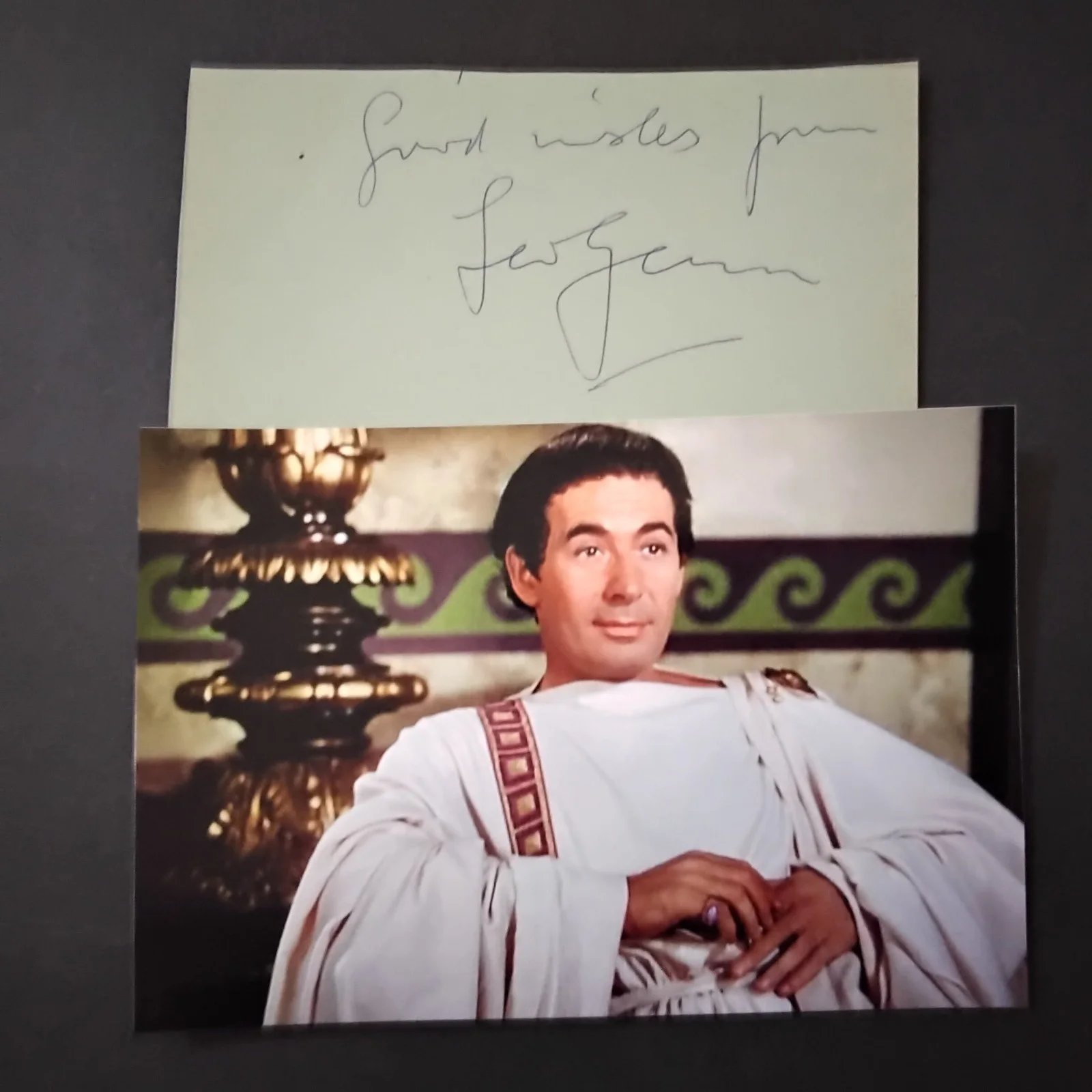 Leo Genn SIGNED Card Photo 40s Movie Actor Quo Vadis The Snake Pit Henry V Noir, изображение 2