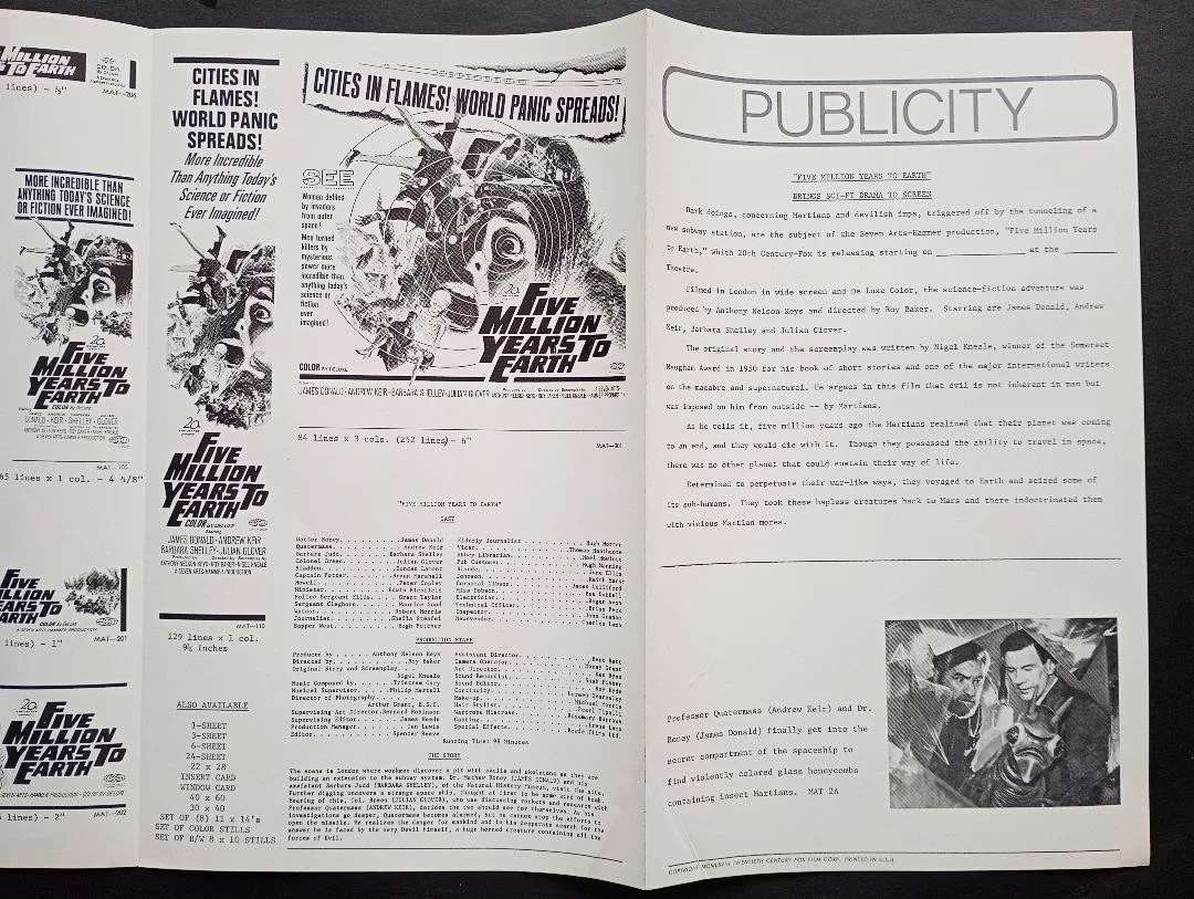 FIVE MILLION YEARS TO EARTH pressbook, image 2