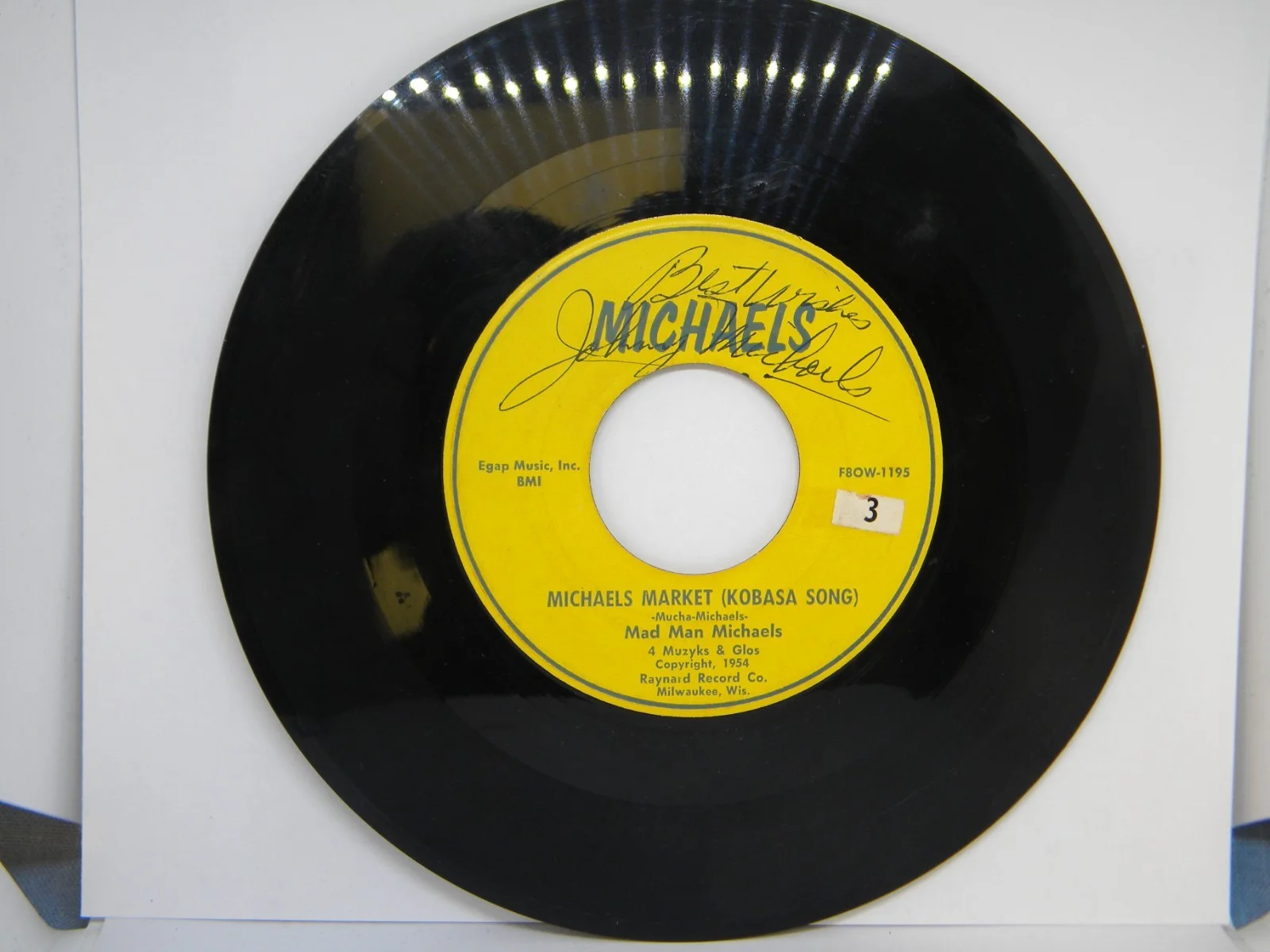 Mad Man Michaels Autographed 45RPM Michaels Market Kobasa Song Czarnina Kid 1954, изображение 3