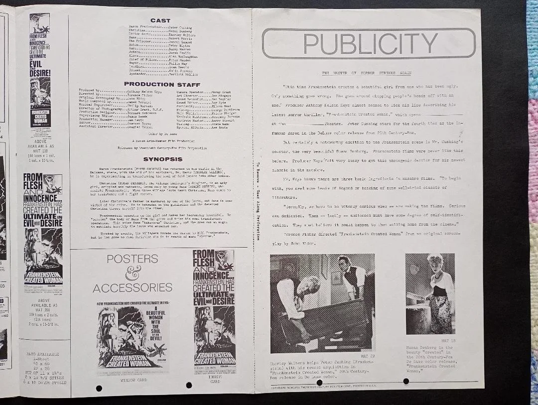 FRANKENSTEIN CREATED WOMAN pressbook, image 2