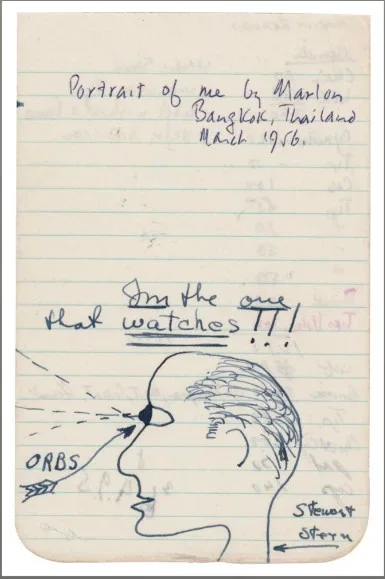 Marlon Brando — Marlon Brando Original Sketch of Screenwriter Stewart Stern Not Signed PSA LOA