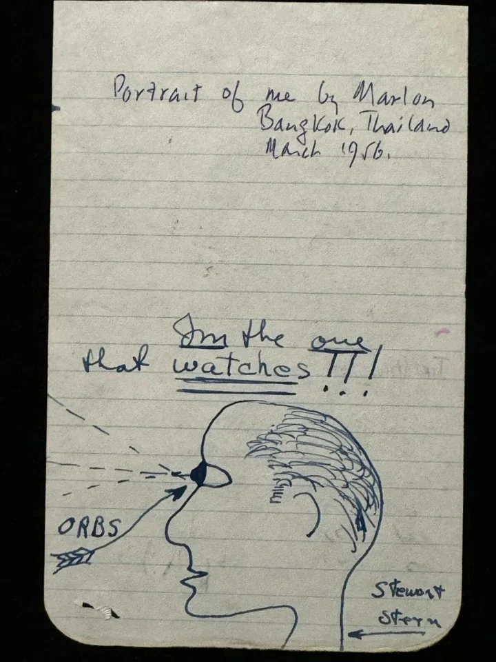Marlon Brando — Marlon Brando Original Sketch of Screenwriter Stewart Stern Not Signed PSA LOA, изображение 2