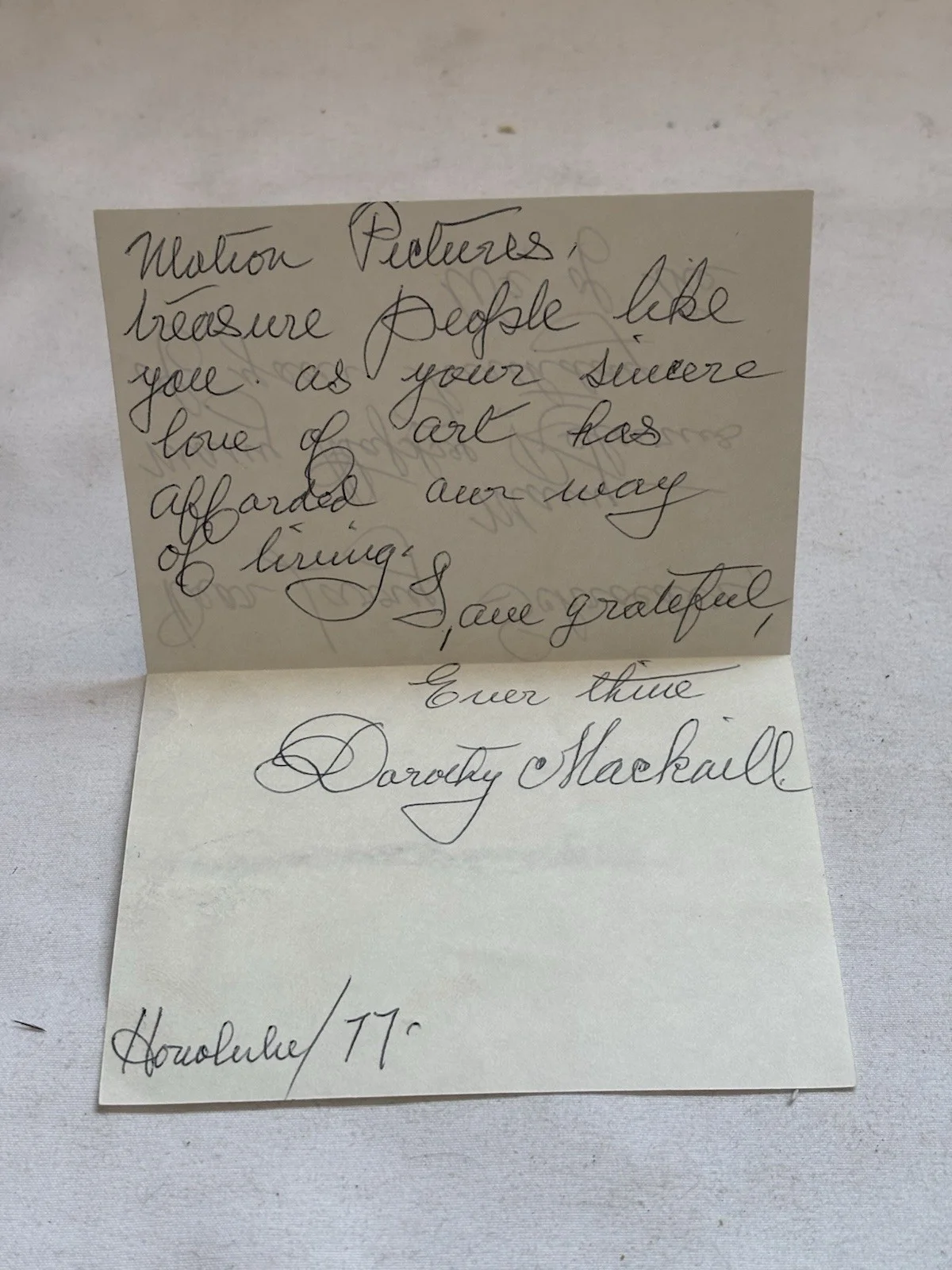 Silent Film Star DOROTHY MACKAILL Signed Letter/Birthday. Larry Schroeder Col., изображение 2