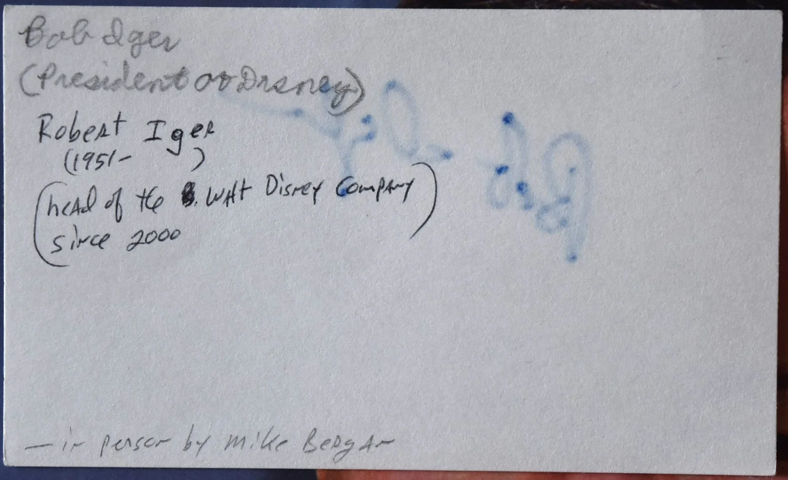 Bob Iger Hand Signed Card, изображение 3