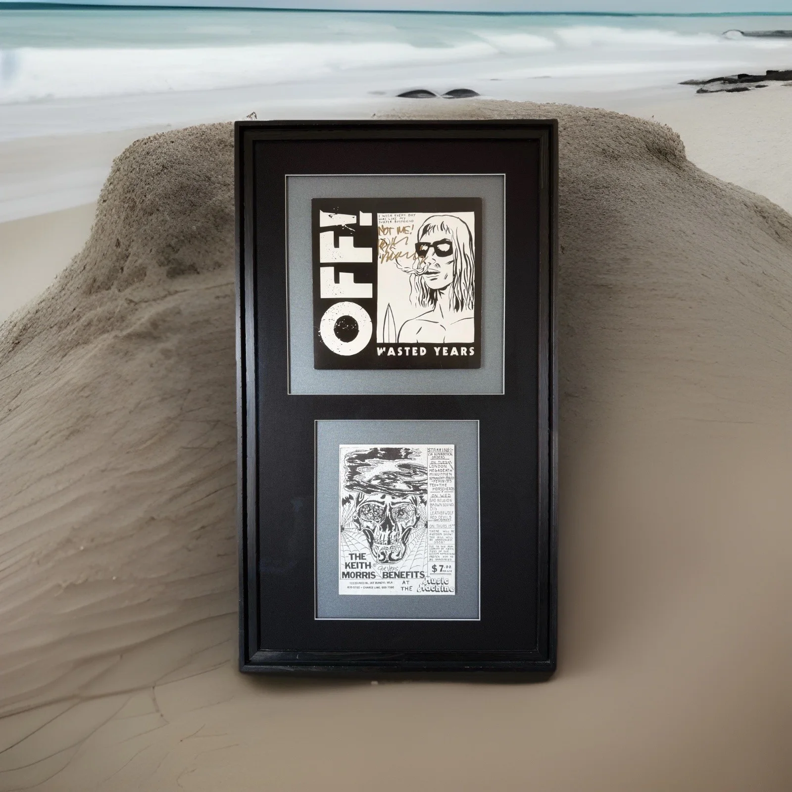 Keith Morris Signed OFF! Wasted Years Album & Concert Flyer Professional Framed, image 2
