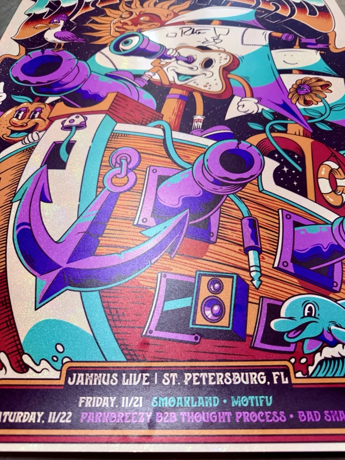 Daily Bread Signed 2025 Tour Concert Foil Poster Saint Petersburg JSA COA Sketch, изображение 3