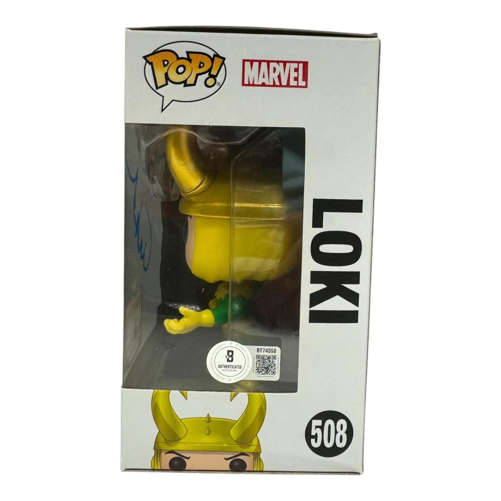 Tom Hiddleston — Tom Hiddleston Signed Autograph Loki Funko Pop 508 Beckett BAS Marvel, image 2