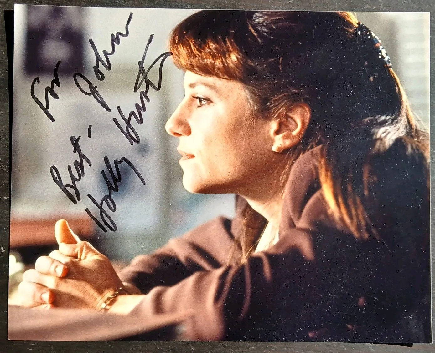 holly hunter — holly hunter signed 10x8 photo 'john' the firm broadcast news