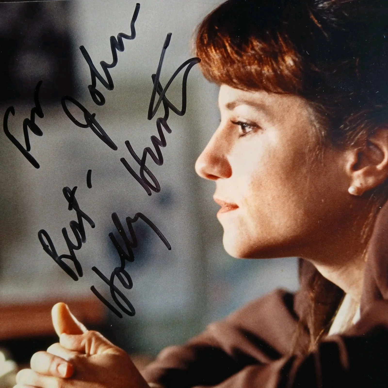 holly hunter — holly hunter signed 10x8 photo 'john' the firm broadcast news, изображение 2