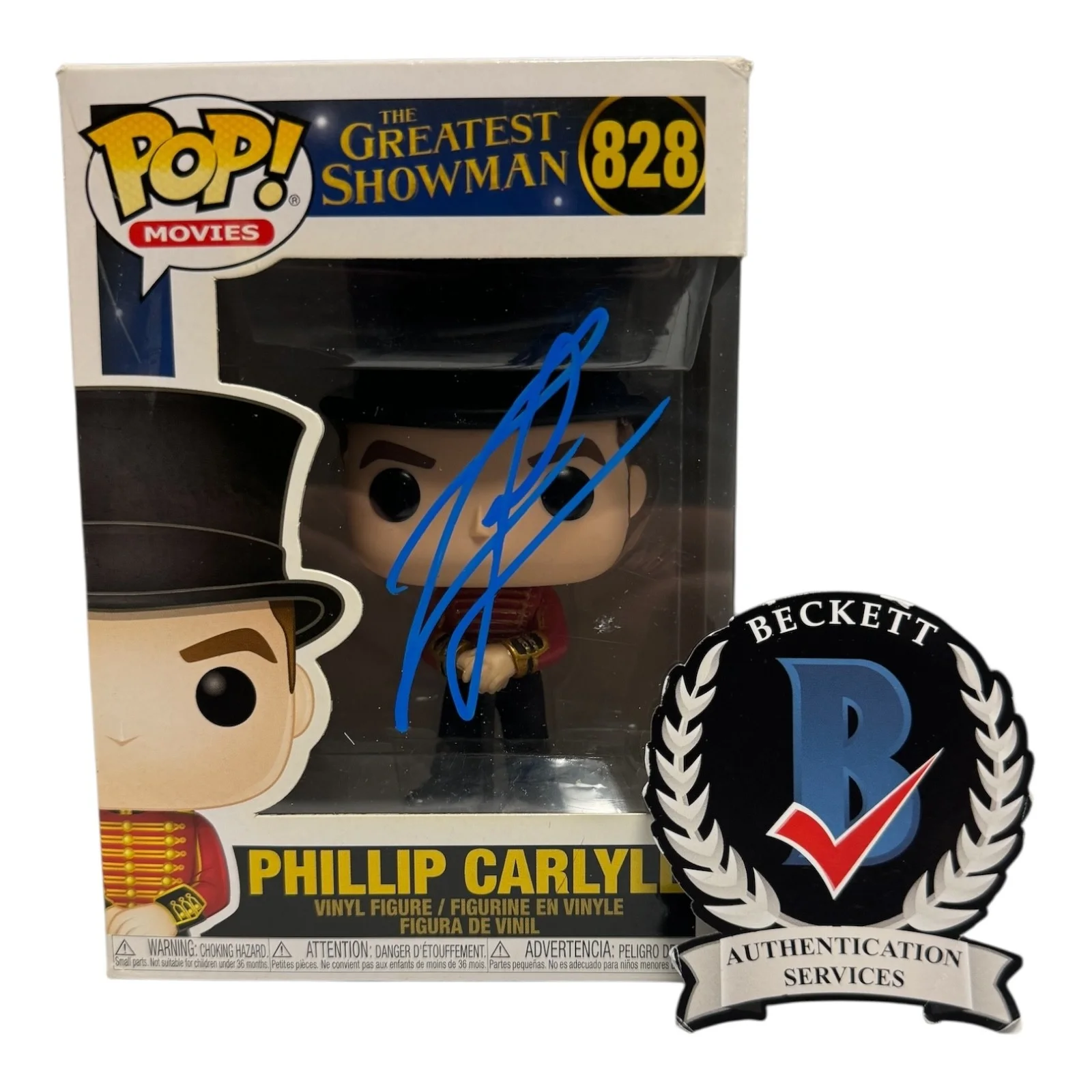 Zac Efron — Zac Efron Signed Autograph Funko Pop 828 The Greatest Showman Beckett BAS