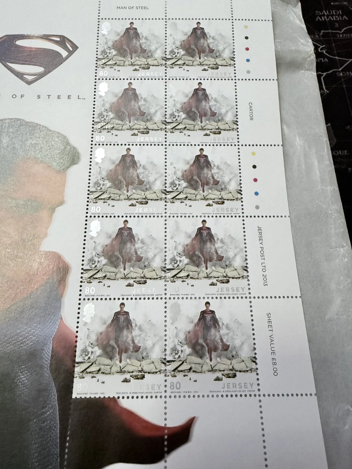 Jersey Post, superman,Man of steel postage stamps, изображение 3