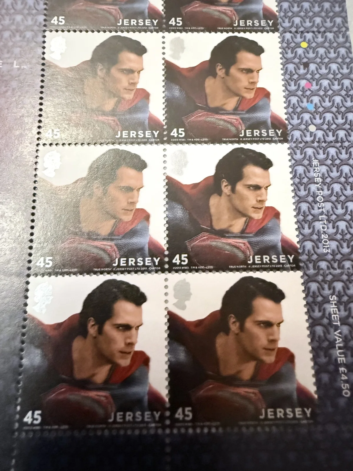 Jersey Post "superman Man of steel stamps sheet, image 3