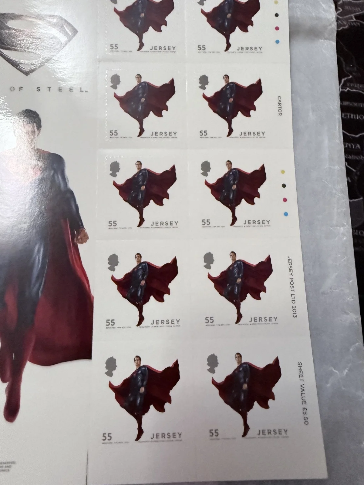 Jersey Post Man of steel stamp sheet, image 2