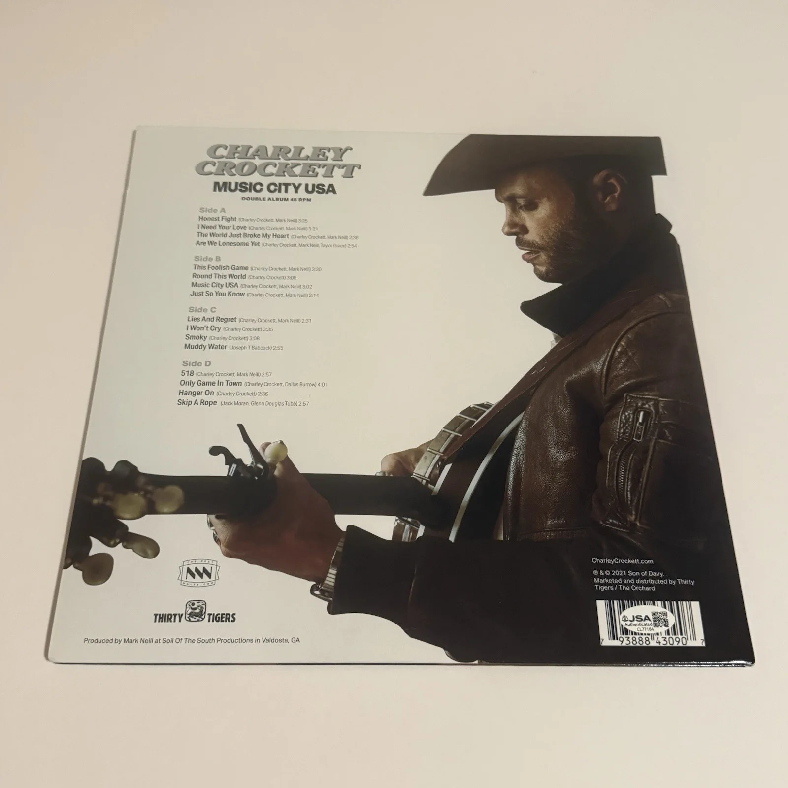 CHARLEY CROCKETT SIGNED MUSIC CITY USA VINYL RECORD JSA COA, image 3