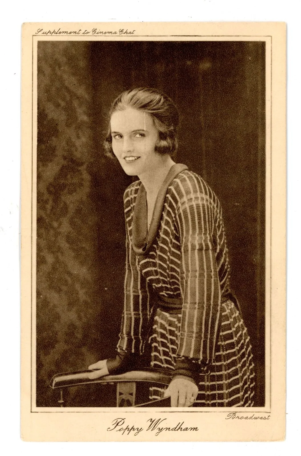 Vintage Poppy Wyndham printed actress card Broadwest film history cinema #81, изображение 2