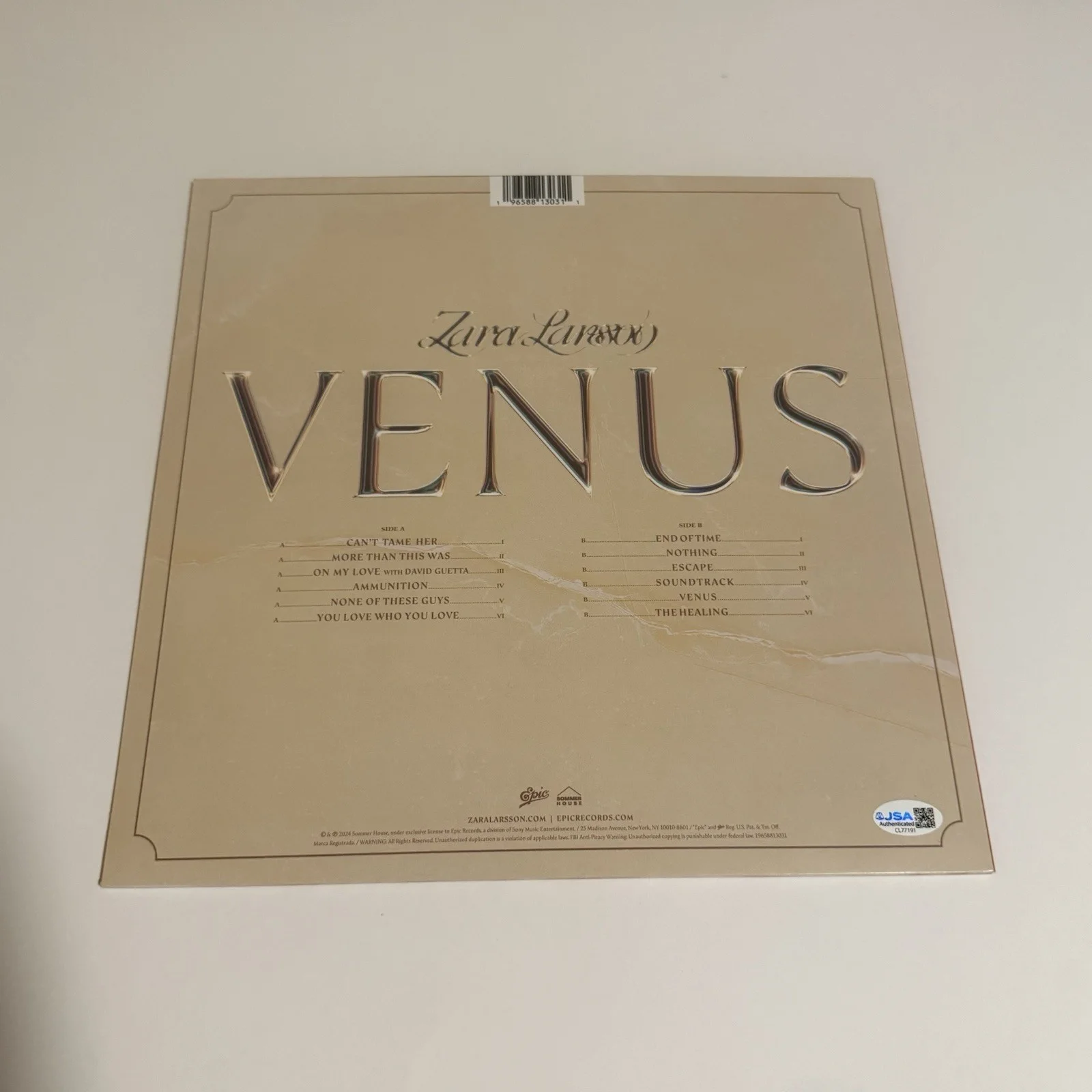 ZARA LARSSON SIGNED VENUS VINYL RECORD SO GOOD MIDNIGHT SUN JSA COA, image 2