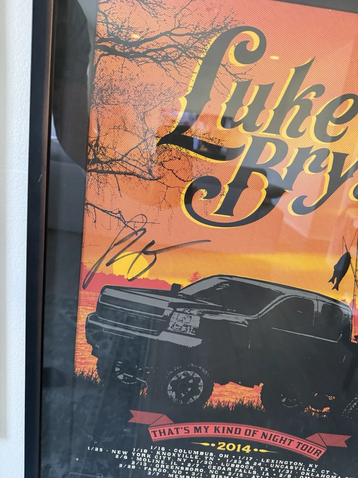 Luke Bryan Signed 2014 Tour Limited Edition Poster 3793/5400 Professional Frame, image 2