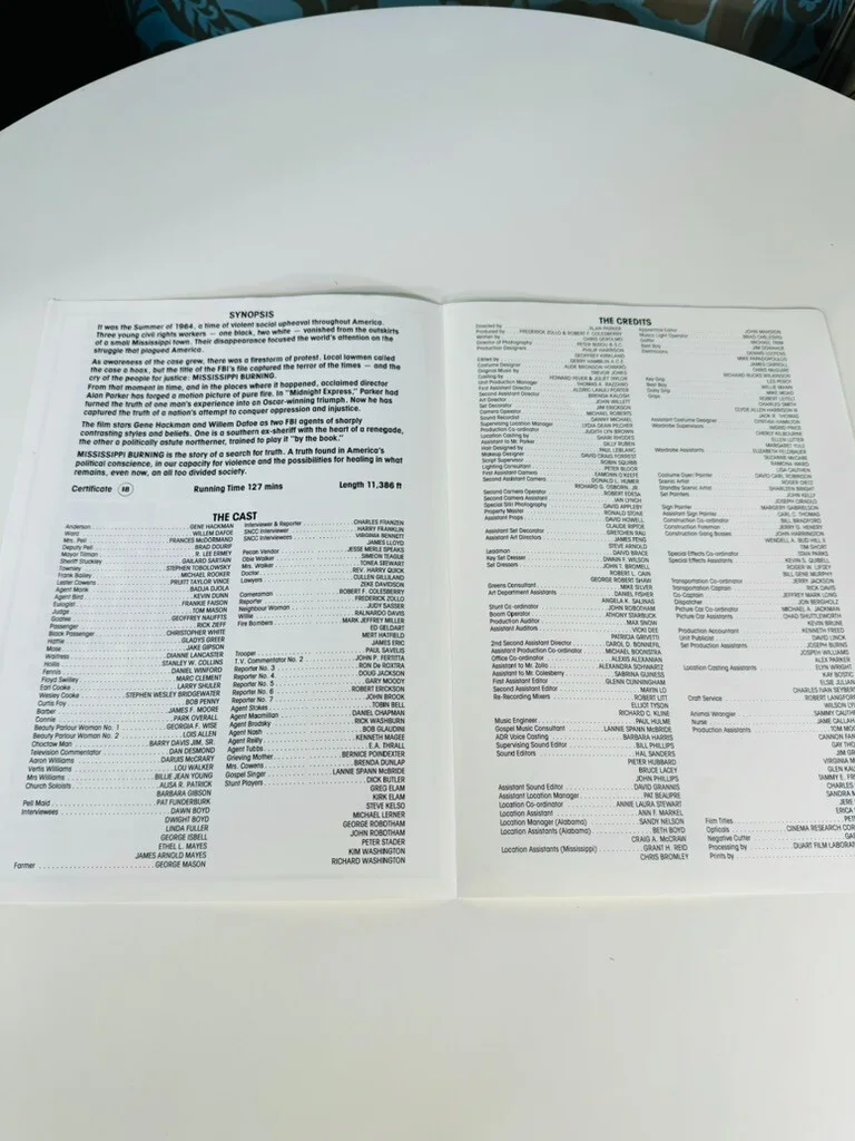 Mississippi Burning Hackman / Dafoe Original Press Kit Brochure Movie Collector, image 4