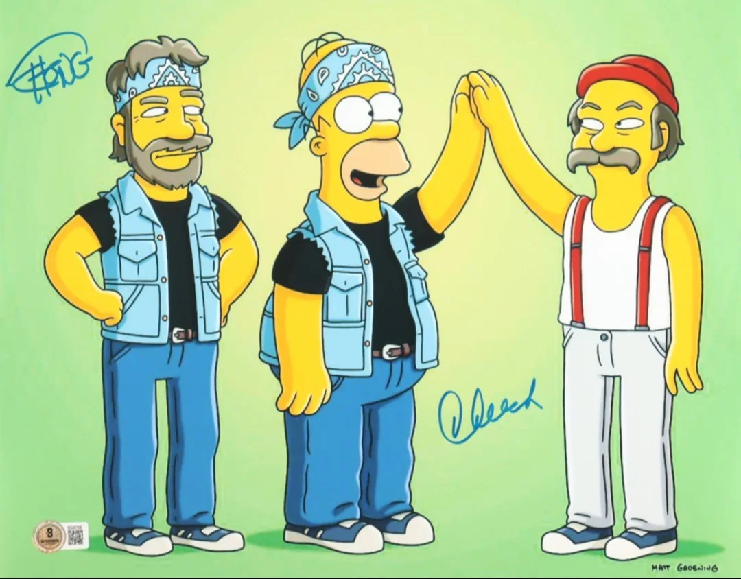 Cheech & Chong Dual Signed Simpsons Movie Photo 11x14 Framed - Beckett COA, изображение 2