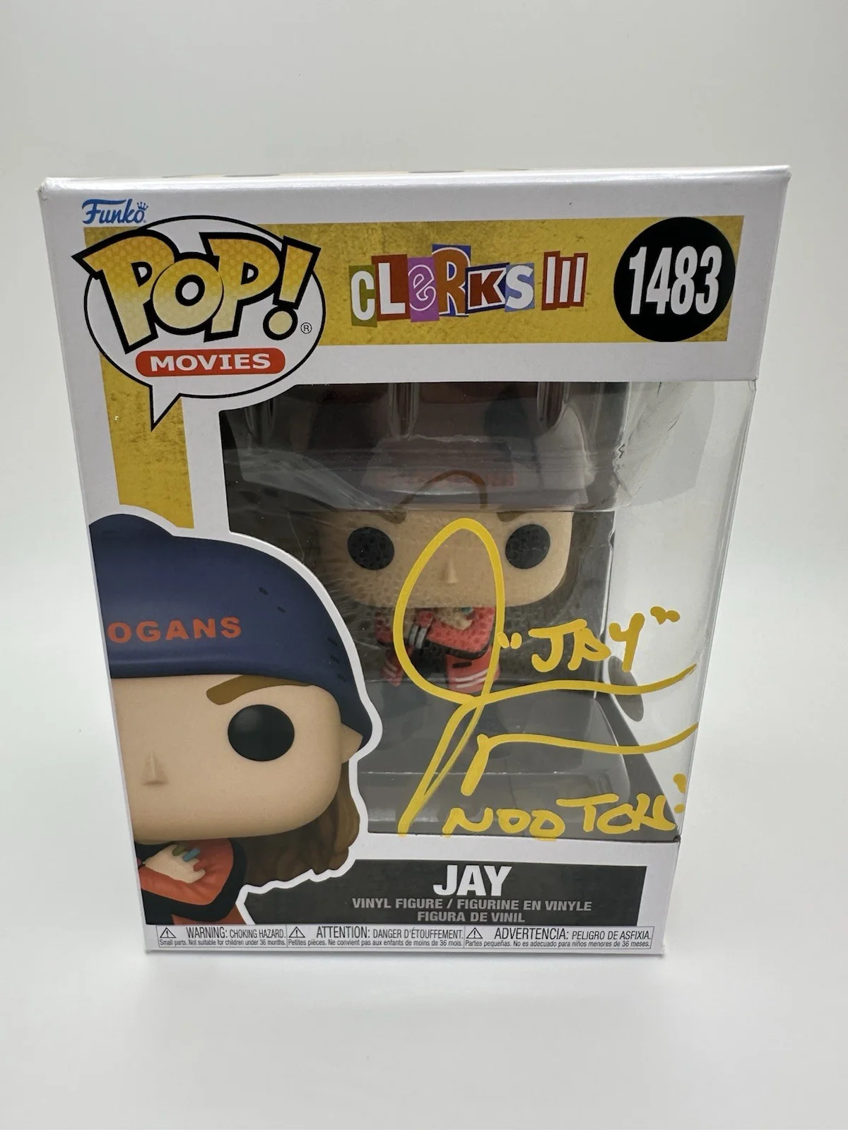 JASON MEWES SIGNED JAY FUNKO POP ‘CLERKS 3’ +”NOOTCH!” & JAY INSC. JSA COA, image 2