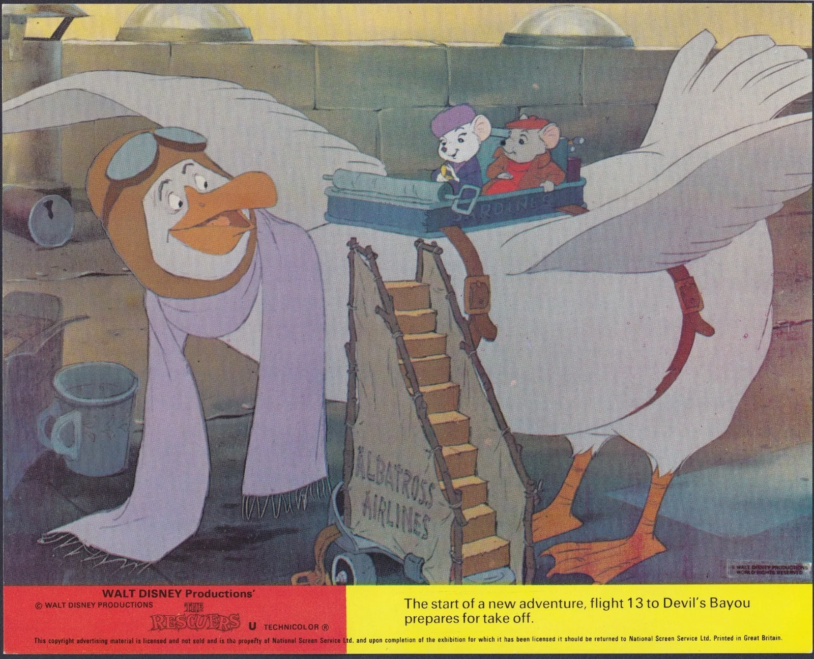 The Rescuers 8x ORIGINAL UK FOH Lobby Cards Disney Early RR MINT, изображение 2