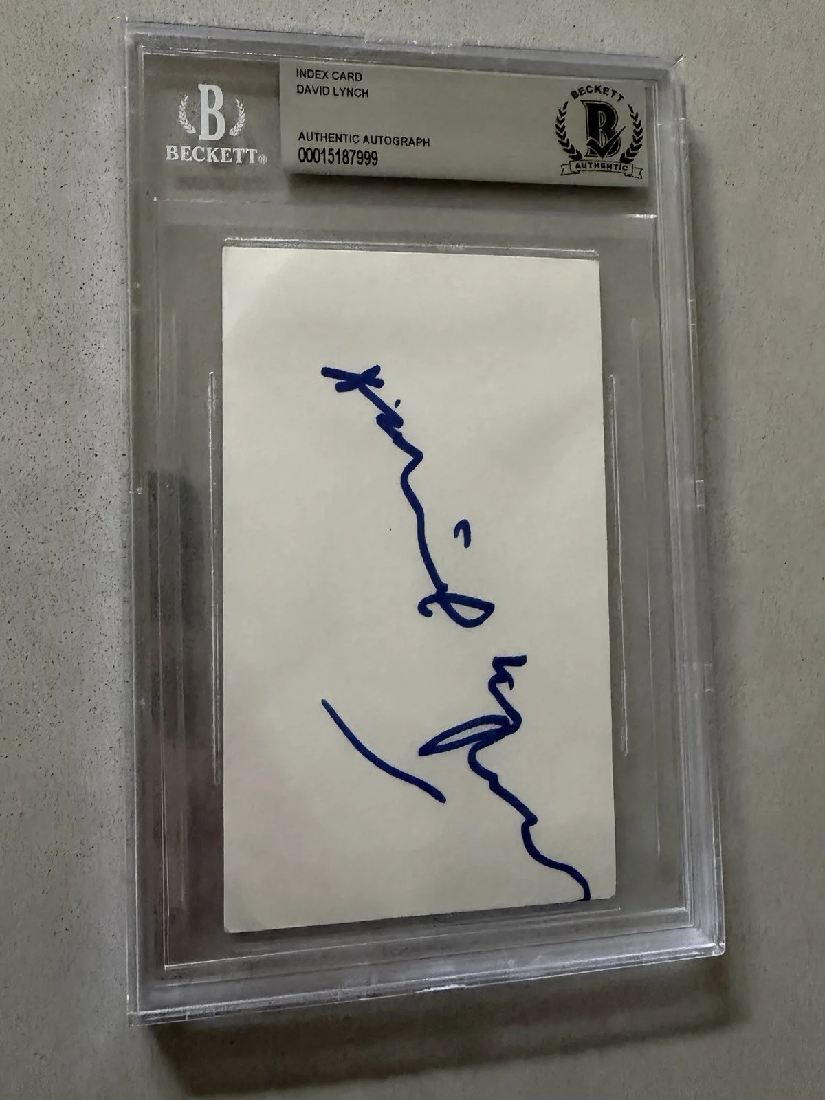 David Lynch — David Lynch signed encapsulated 3x5 index card Beckett BAS cert slabbed Director, image 2