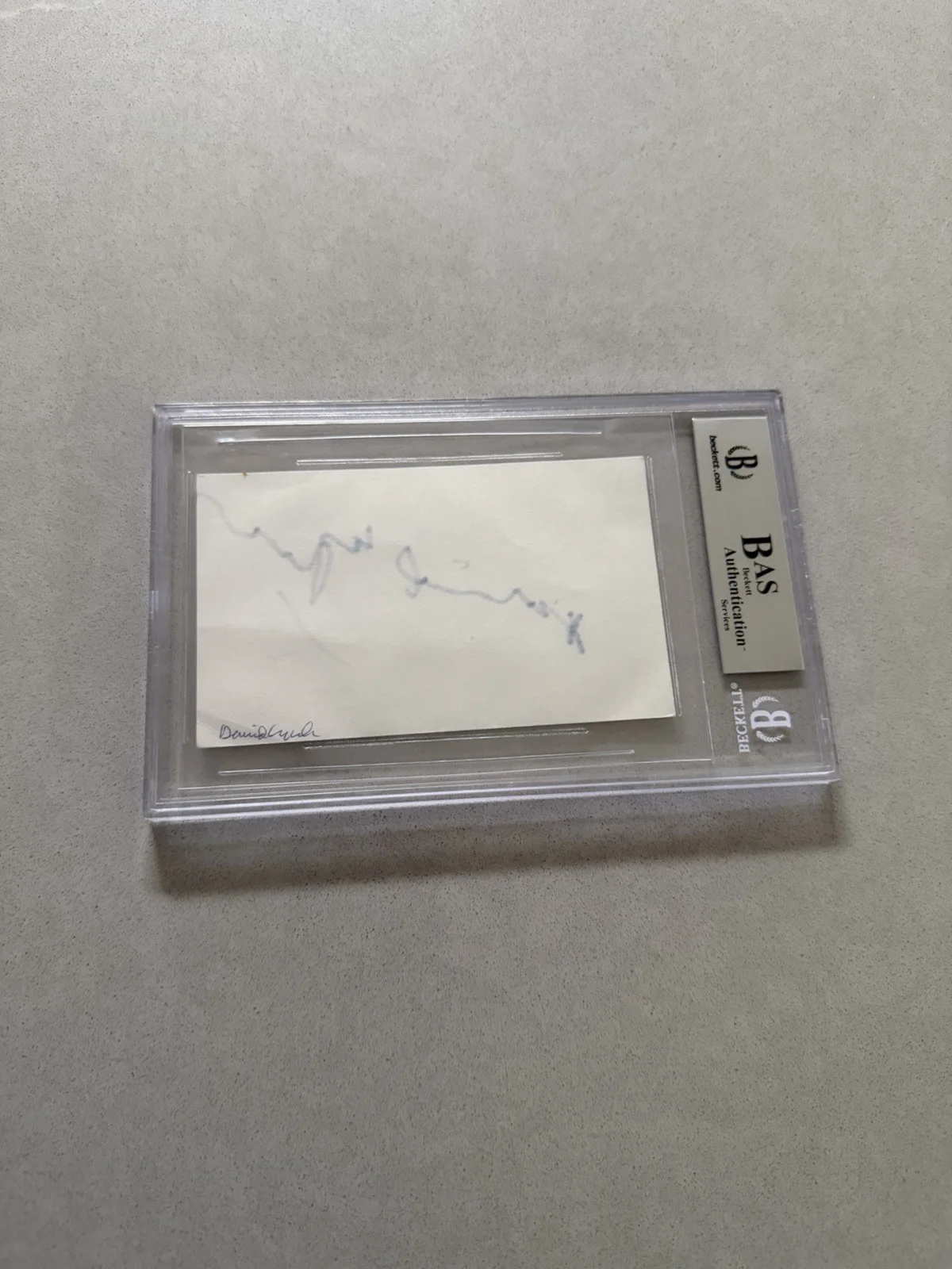David Lynch — David Lynch signed encapsulated 3x5 index card Beckett BAS cert slabbed Director, image 3