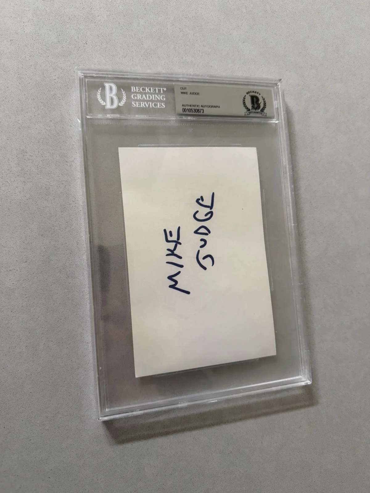 Mike Judge — Mike Judge signed encapsulated index card Beckett BAS COA slabbed Beavis Butthea, изображение 2