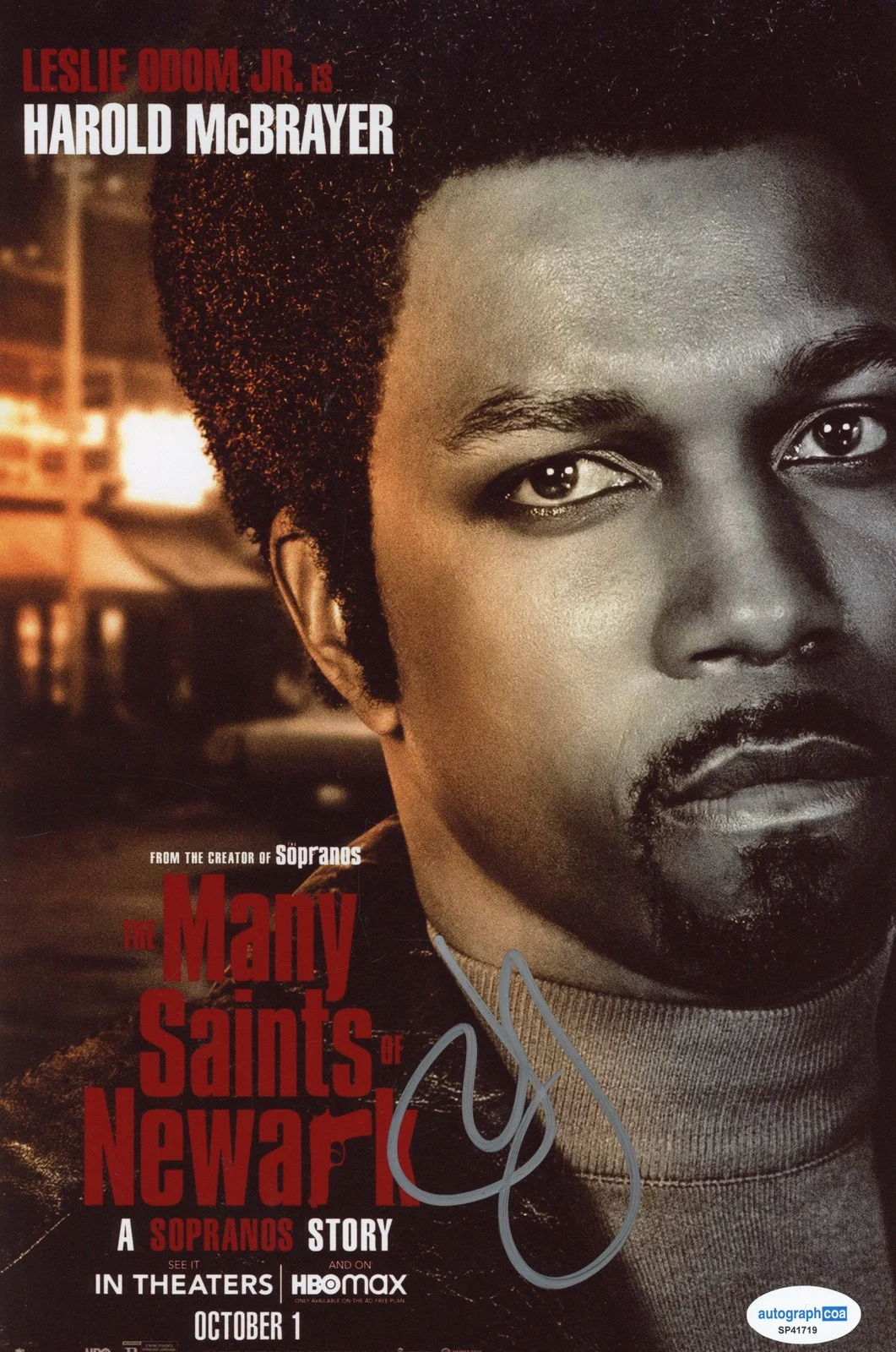 Leslie Odom Jr — Leslie Odom Jr. "The Many Saints of Newark" AUTOGRAPH Signed 8x12 Photo B ACOA