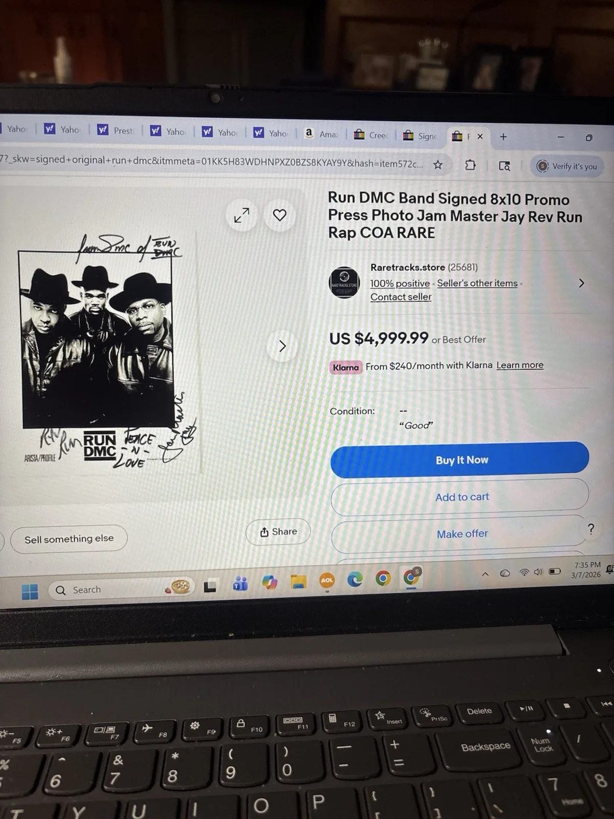 Run DMC ALL ORIGINAL Signed 8x10 Photo Jam Master Jay Rev Run RaP DMC RARE, image 2