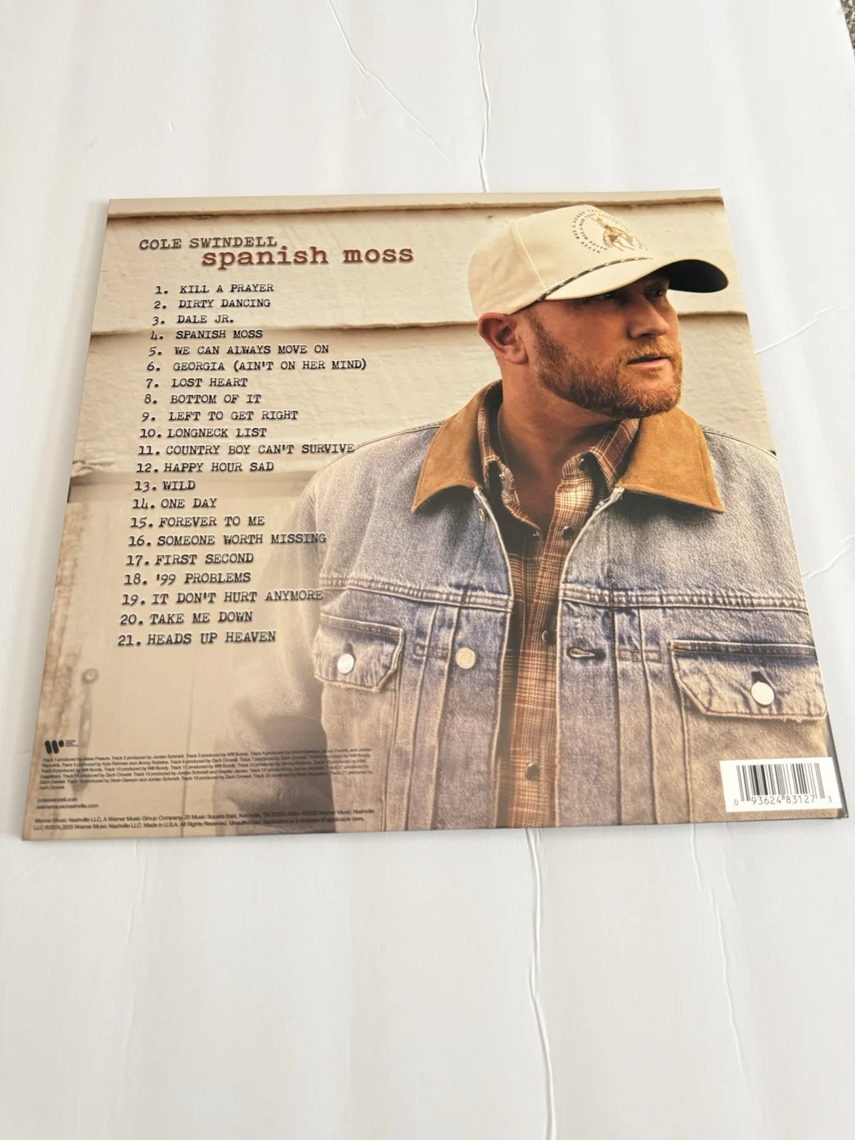 Cole Swindell Spanish Moss Signed Autographed LP Vinyl Record Album, изображение 3