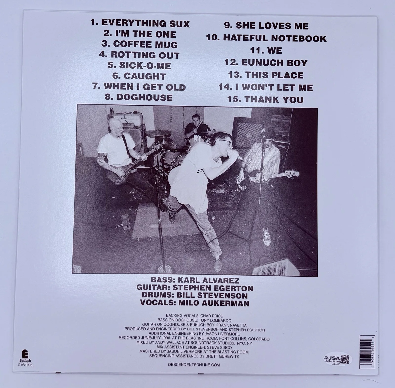 The Descendents Signed Everything Sucks Vinyl Record Album LP JSA COA, изображение 2