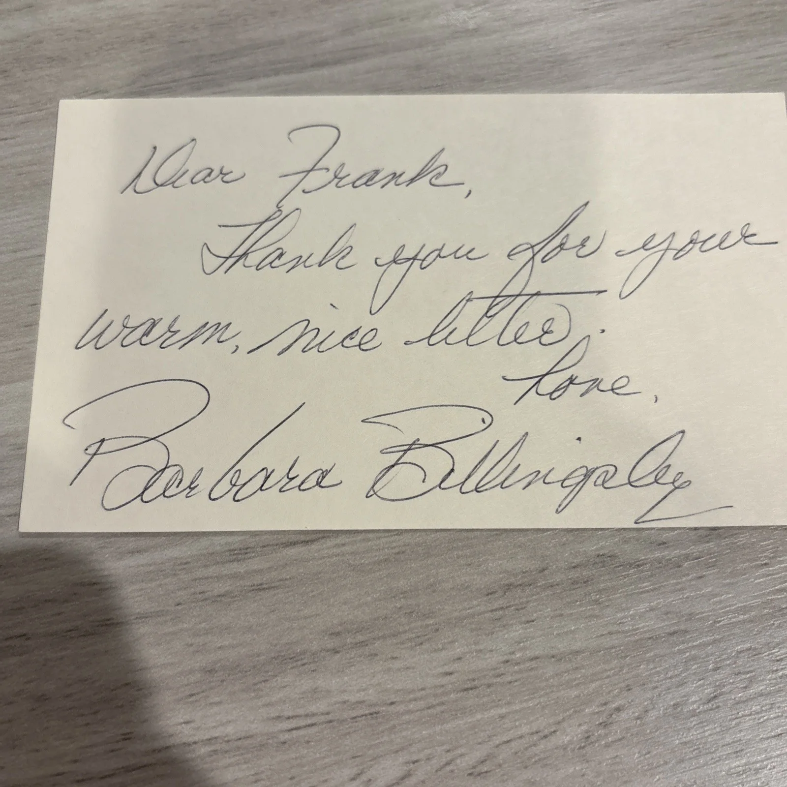 BARBARA BILLINGSLEY, Leave It To Beaver SIGNED 3x5 Index Card, Autograph, image 2