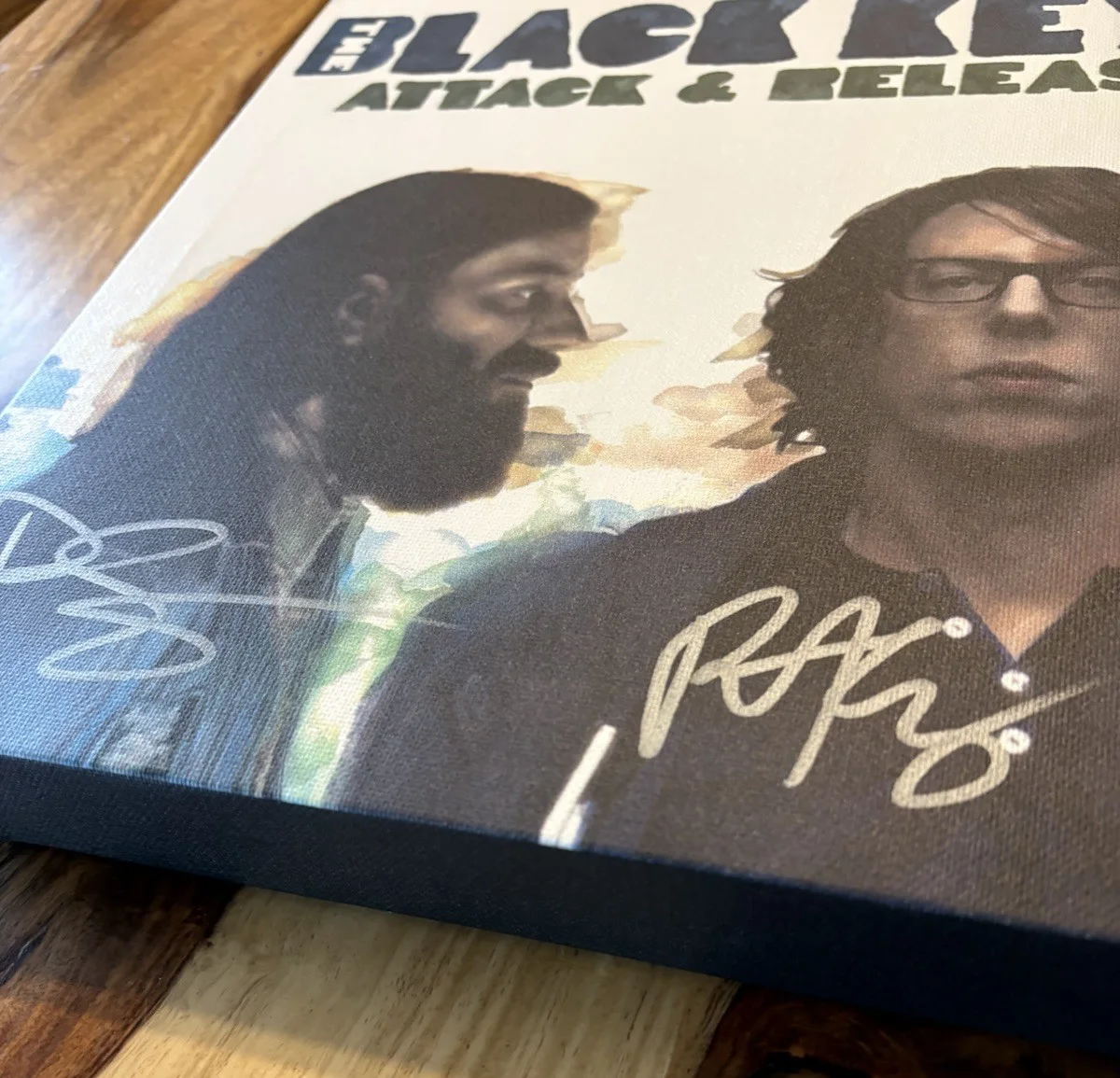 BLACK KEYS Autographed Attack & Release Signed Canvas Art Piece w/ COA, image 2