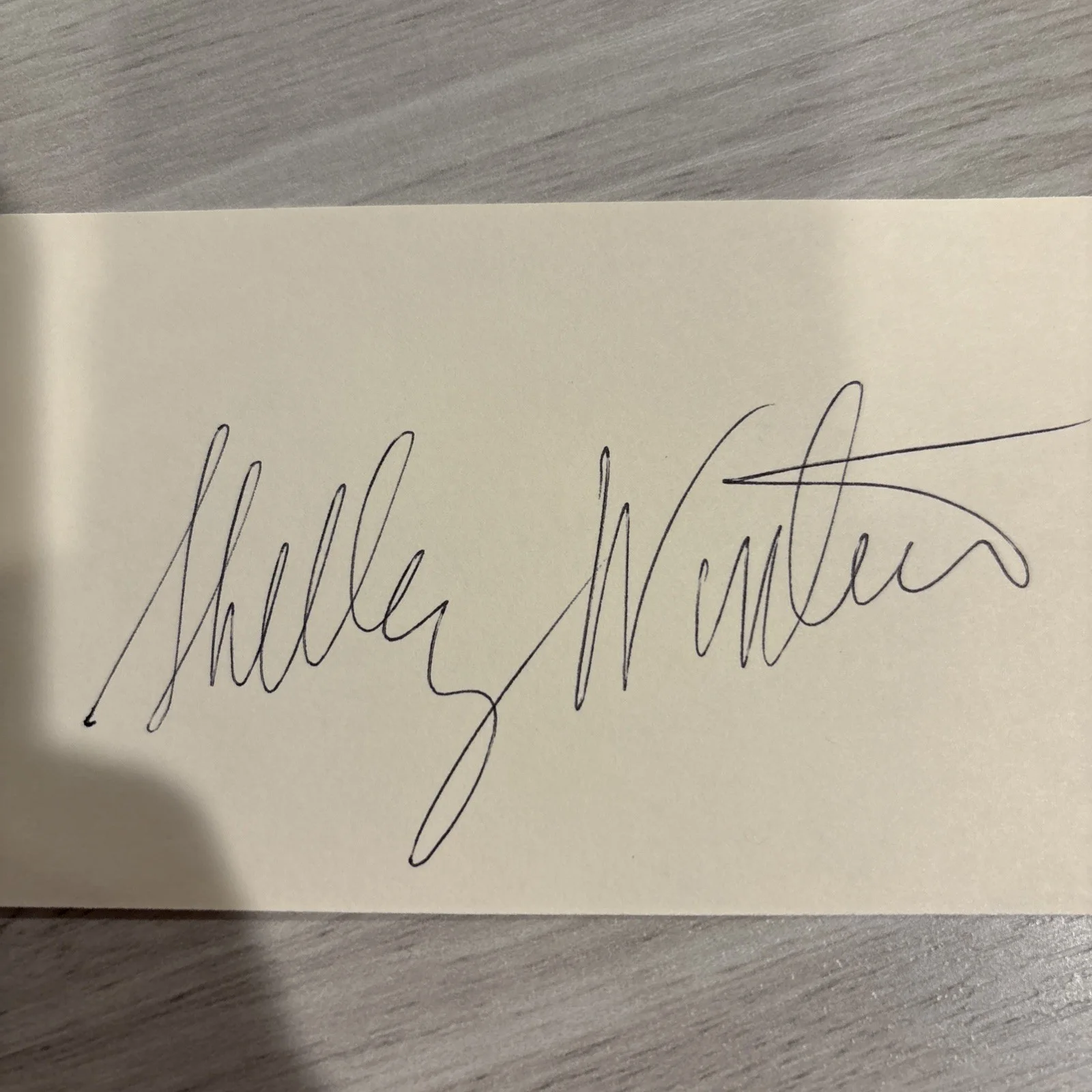 shelley winters — Shelley Winters Signed 3x5 Index Card, image 2