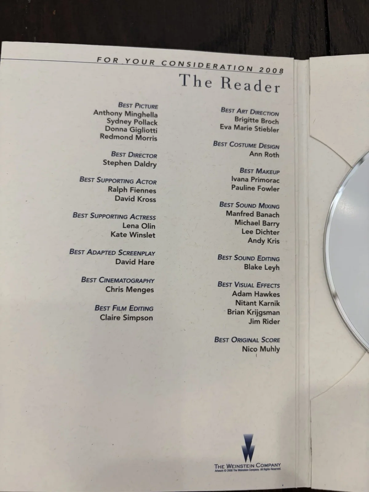 FYC Screener DVD Lot – The Reader + Vicky Cristina Barcelona 2008 Awards, image 5