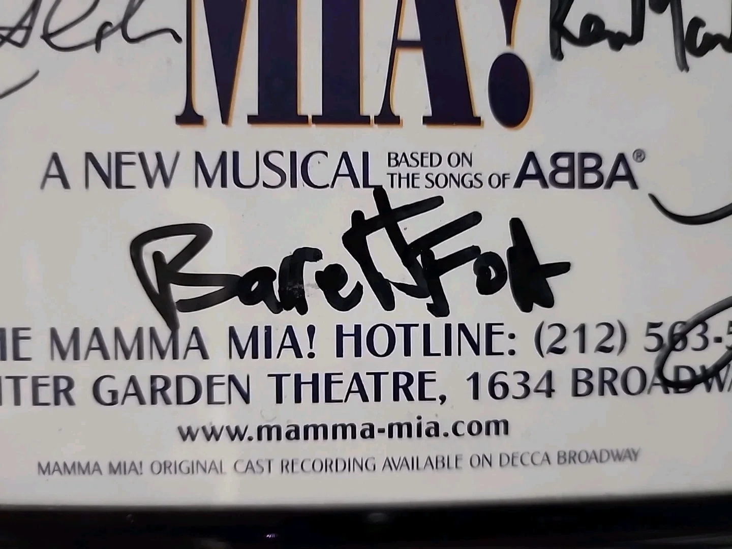Mamma Mia! 2001-02 Cast Signed Window Card Broadway Winter Garden Theatre, image 5