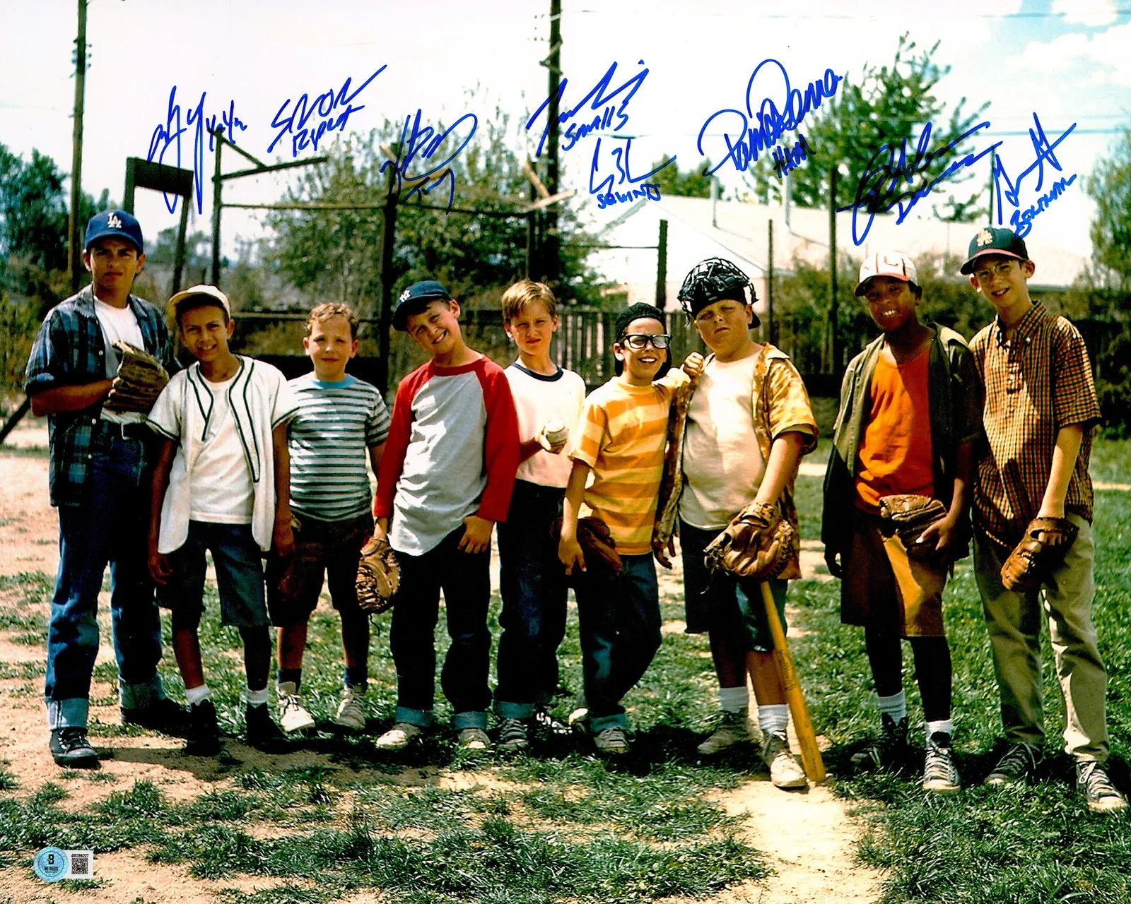 The Sandlot Cast — The Sandlot Movie Cast Signed 8x10 Photo 8 Sigs Beckett Witness