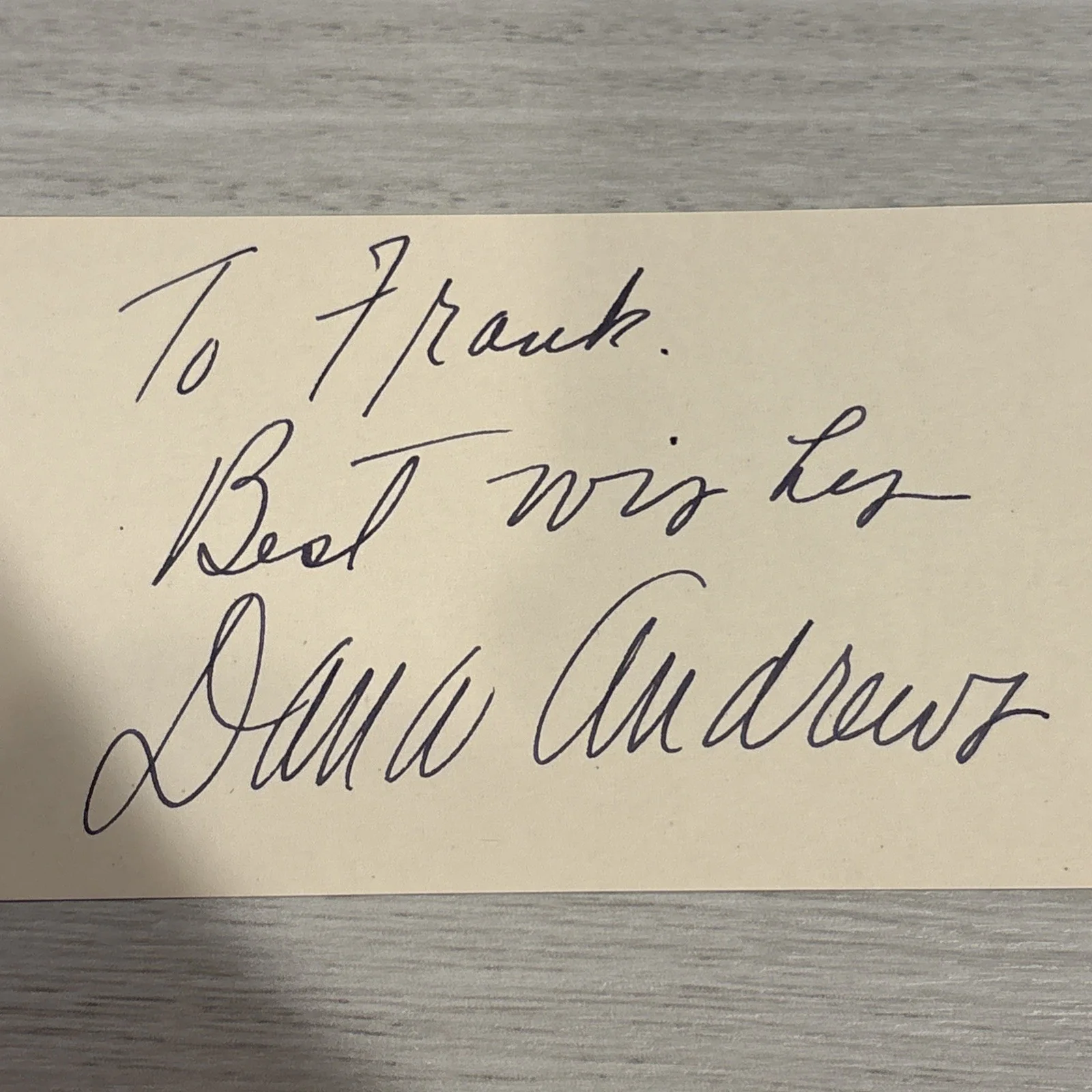 Danny Thomas — Dana Andrews Signed Index Card, image 2