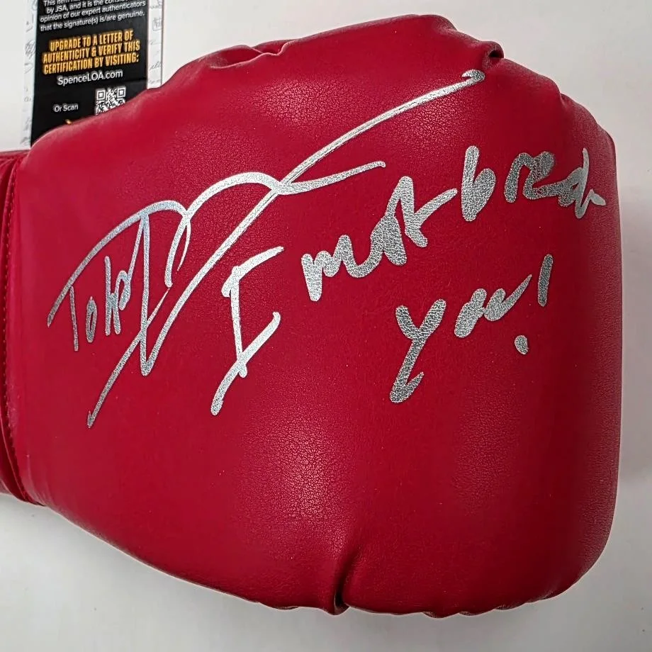 Dolph Lundgren — Dolph Lundgren signed "I Must Break You!" Drago Boxing Glove autograph (B) JSA, image 2
