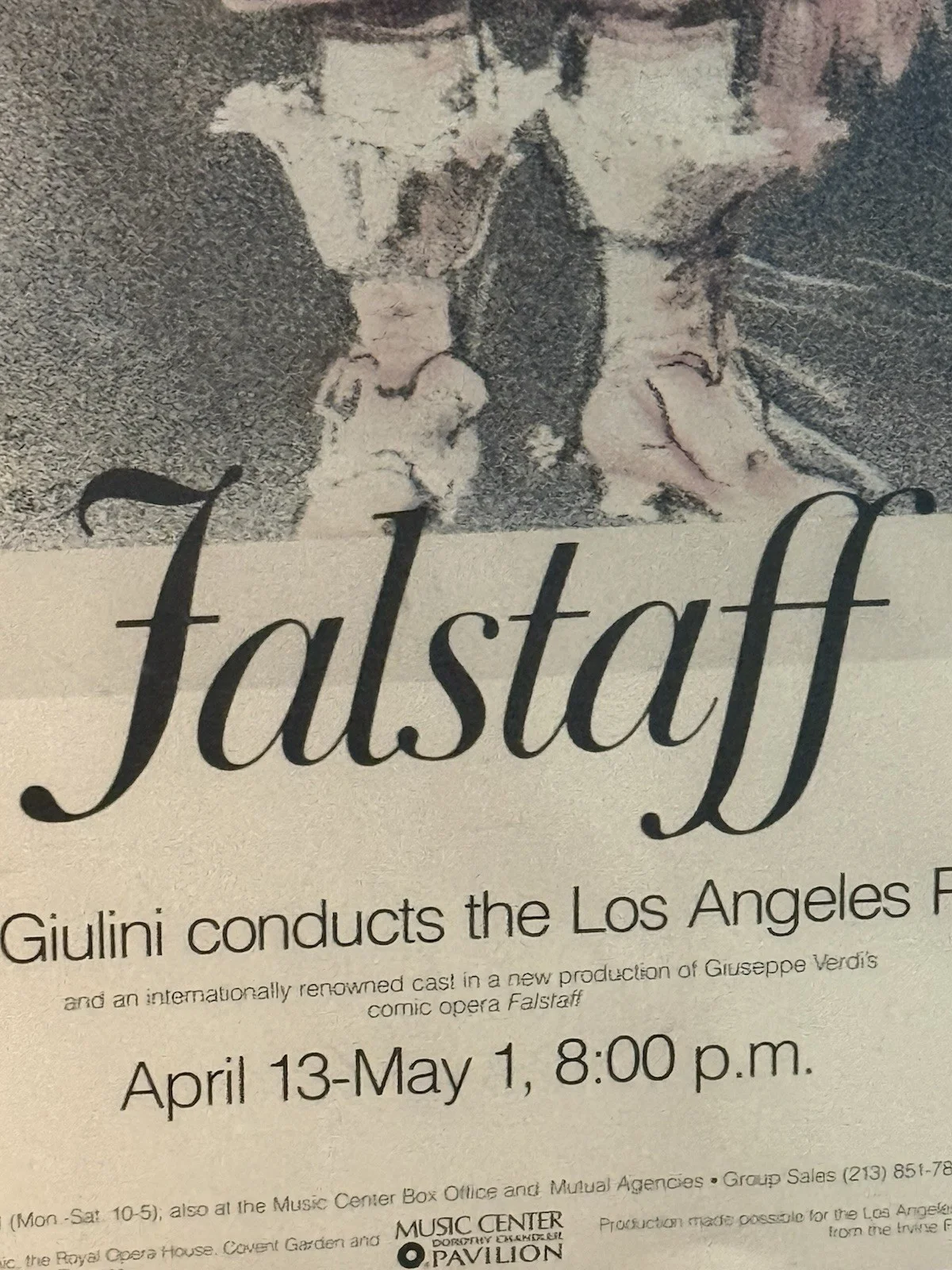POSTER/ CARLO MARIA GIULINI " FALSTAFF" April 13- May 1, 1982 Framed EUC SIGNED, изображение 5